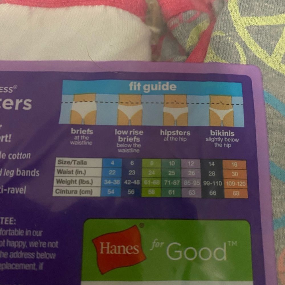 Hanes Girls Hipster Tagless Underwear No‎ Ride Up Multicolor 10 Ct Size 10 Nwt. - Picture 3 of 7